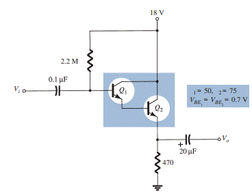 For the Darlington amplifier of Fig. 142 determine a. the level of bD. b. the base current of each...