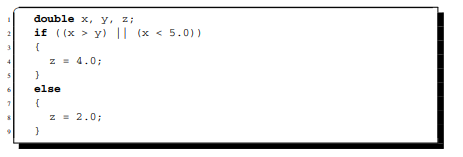 Below is an example fragment of code that uses several features introduced in this chapter. The...