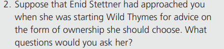 Refer to question 2. Which forms of ownership would you have recommended that Enid avoid? Which form...