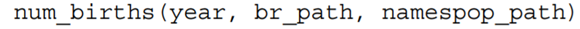 We will now make use of the namespop file. Write a function that uses gets the approximate number of...