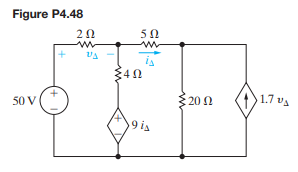 a) Use the mesh-current method to determine which sources in the circuit in Fig. P4.48 are...