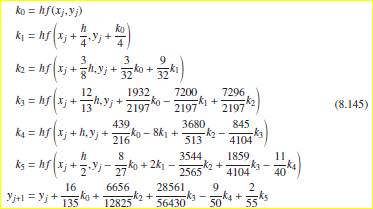 The Runge–Kutta–Fehlberg method (RK5), with local error O ( h 6), follows the steps: The reason this...-1