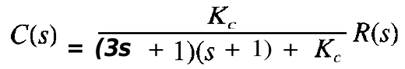 The transfer function of a feedback control loop is given by where Kc is the controller gain. Relate...