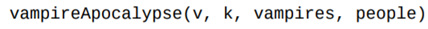 Vampires can each convert v people a day into vampires. However, there is a band of vampire hunters...