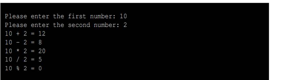 Write a C++ program that receives two integer values from the user. The program then should print...