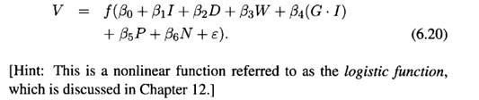 Refer to the Presidential Election Data in Table 5.19, where the response variable V is the...-1