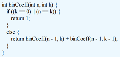 The recursive binomial coefficient function in Figure 6.25 can be simplified by omitting y1 and y2...-1