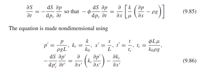 Flow through a partially saturated soil is often described macroscopically using the following...-4