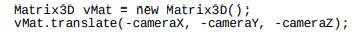 In Program 4.1, the “view” matrix is defined in the display() function simply as the negative of the...-1