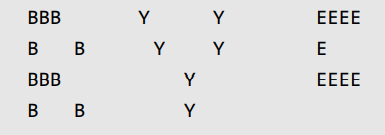 Write a C program using printf statement to print BYE in the following format: