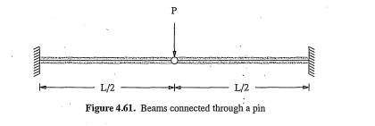 Two cantilever beams are joined together through a simple pin, as shown in Figure 4.61. The...