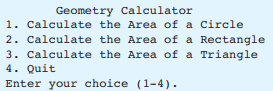 Write a program that displays the following menu: If the user enters 1, the program should ask for...-1