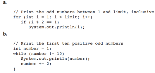 Describe the logic errors in the following loops: