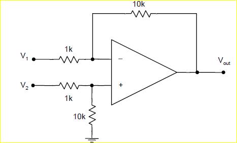 The difference amplifier shown has a gain of 10 and a CMRR of 60 dB. (a) What are the disadvantages...