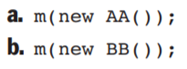 Class BB is a subclass of class AA. Method m expects a parameter of type BB. Which of the following...-1