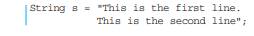 Suppose you want to create one string that consists of two lines of text, each on a separate line....