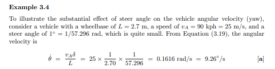 Consider the bicycle model in Example 3.4. Find the acceleration of point B, considering that point...