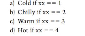 Write a switch statement that will examine the value of an integer variable xx and store one of the...