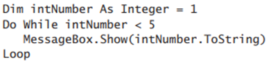 The following code should display the numbers 1 through 4, but it is not working correctly. Correct...-1