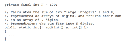 A non-negative “large integer” is represented as an array of N digits. The value of each digit is an...