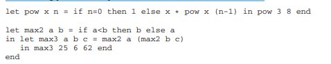 continuation of Exercise 4.3, modify the parser specification to accept a language where functions...