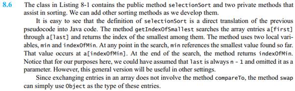 Revise the iterative method selectionSort, as given in Segment 8.6, so that it has first and last as...-1