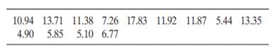 Rebound lengths (in meters) were estimated for 13 rock bounces. The data are repeated in the table....-2