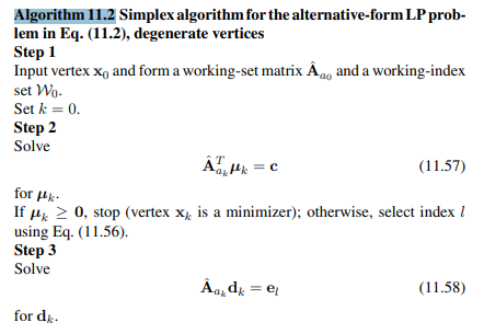 Applying Algorithm 11.2, solve the LP problem described in Prob. 10.1 matrices A, b, and c of the...-2