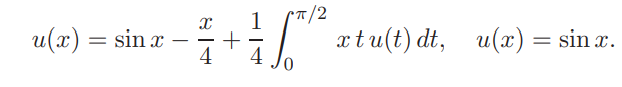 Approximate the solution of the following integral equation using both the Trapezoidal rule and the...-1