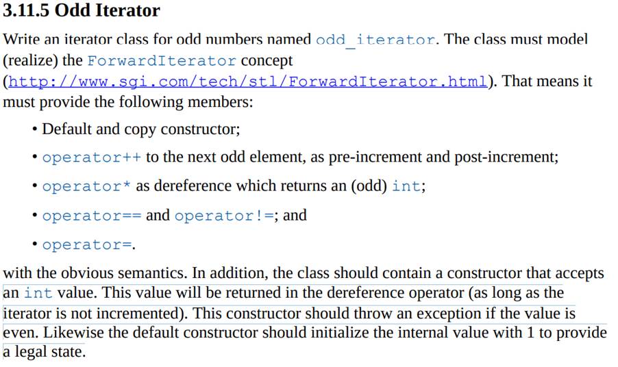 Write a class for a range of odd numbers. The member or free functions begin and end should return...