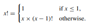 The factorial function can be defined as: The following C program repeatedly reads x from the user...-1