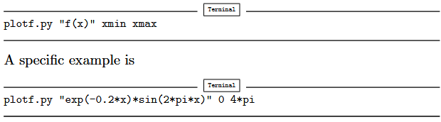 For quickly get a plot a function f (x) for x ? [x min , x max ] it could be nice to a have a...