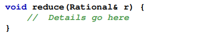 Given the definition of the Rational number class in Section 14.3, complete the following function...