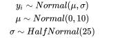 In the following definition of a probabilistic model, identify the prior and the likelihood: