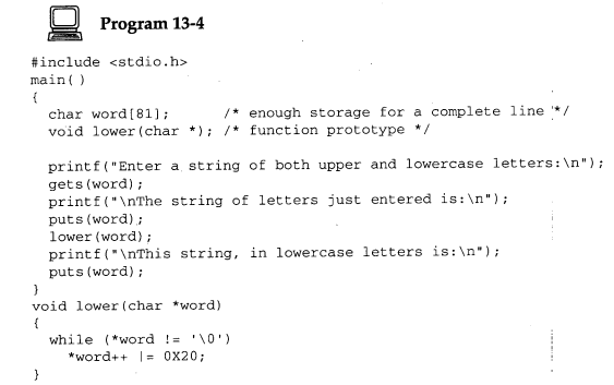 Modify Program 13-4 to allow a complete sentence to be input and converted to uppercase letters....-1