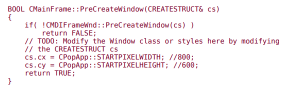 How to set the main frame to a specific size Here let