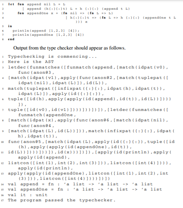 Add support to the type checker to correctly infer the types for test7.sml. The code is provided...