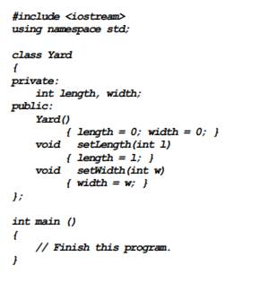 Complete the following program so it defines an array of 10 Yard objects. The program should use a...