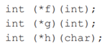 Given the following function variable declarations in C/C++: the assignment f = g is fine in C and...