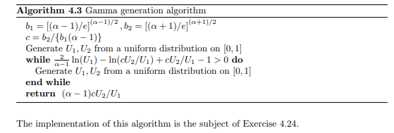 Verify that Algorithm 4.3 will produce random variables that fall in the region (4.15). Develop a...-1