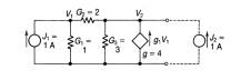 Calculate the Thevenin and Norton equivalents. The auxiliary source is indicated by dotted...-1