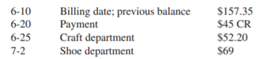 Debbie Blaisdell has a revolving charge at a department store. Her monthly statement contained the...