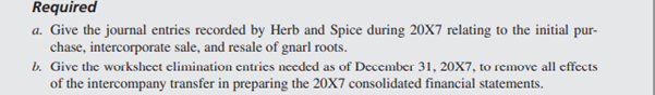 Herb Corporation holds 60 percent ownership of Spice Company. Each year, Spice purchases large...