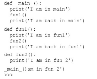 What will be the output of the following? (a) I am in main I am in fun 1 I am in fun 2 I am back in...