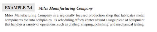 Miles Manufacturing (Revisited) Revisit the scenario of Example 7.4. Suppose we decide that it is...-2