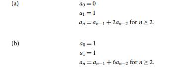 Using generating functions, solve these recurrence relations.