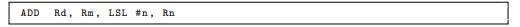 Consider the addition instruction with flexible second operand Operand2, given below. It is desired...-2