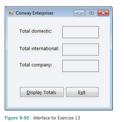 The sales manager at Conway Enterprises wants an application that she can use to display the total...-2