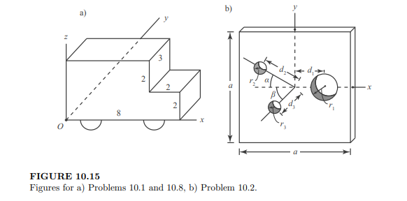 Find the center of mass of the truck in Figure 10.15a. Neglect the contribution of the wheels