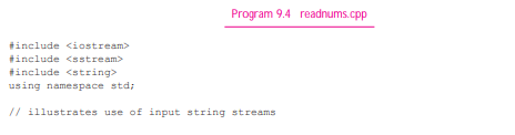 Modify Program 9.4, readnums.cpp, so that all integers on a line are parsed and added to totalbut...-1